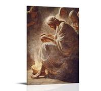 JZHJNHRR The Faithful Woman Breaking A Jar of Perfume over Jesus’ Feet, Fragrance Filling The Air As Her Tears Fall on Sacred Skin. Artistic Wall Mural Modern Hanging Decor Poster24x36inch(60x90cm)