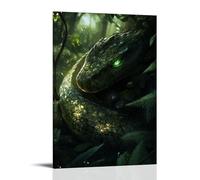 JZHJNHRR The Forest Serpent Coiled in Ferns And Shadow, Eyes Gleaming Emerald Artistic Wall Mural Modern Hanging Decor Poster20x30inch(50x75cm)