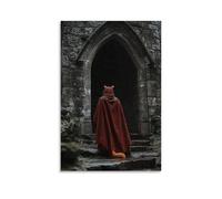 JZHJNHRR The Fox Beneath His Cloak - A Fox Hides in A Knight’s Cloak As Rain Falls on The Stone Chapel Artistic Wall Mural Modern Hanging Decor Poster12x18inch(30x45cm)