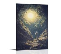 JZHJNHRR The Guiding Light - Christ Illuminating The Dark Valley Artistic Wall Mural Modern Hanging Decor Poster24x36inch(60x90cm)