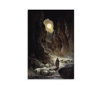 JZHJNHRR The Lamb Follows Jesus through A Cave of Echoes, Where Wolves Growl from Hidden Crevices in The Stone. Artistic Wall Mural Modern Hanging Decor Poster24x36inch(60x90cm)