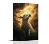 JZHJNHRR The Lamb Shall Roar - A Peaceful Savior in The Face of War Artistic Wall Mural Modern Hanging Decor Poster12x18inch(30x45cm)