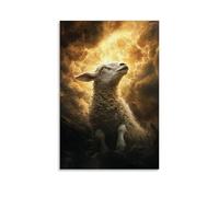 JZHJNHRR The Lamb Shall Roar - A Peaceful Savior in The Face of War Artistic Wall Mural Modern Hanging Decor Poster16x24inch(40x60cm)