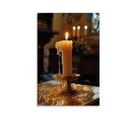 JZHJNHRR The Last Candle Burns on The Altar, Its Wax Spilling Like Tears Across The Gold-leafed Gospel. Artistic Wall Mural Modern Hanging Decor Poster16x24inch(40x60cm)