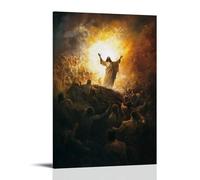 JZHJNHRR The Light Bringer, Christ Dispelling Darkness Artistic Wall Mural Modern Hanging Decor Poster16x24inch(40x60cm)