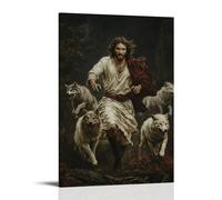 JZHJNHRR The Pursuit - Jesus Running with The Lamb, Wolves on Their Heels Artistic Wall Mural Modern Hanging Decor Poster20x30inch(50x75cm)