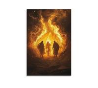 JZHJNHRR The Three Hebrew Men in The Furnace, Flames Dancing Around Them As A Fourth Figure Glows with Holy Presence. Artistic Wall Mural Modern Hanging Decor Poster20x30inch(50x75cm)