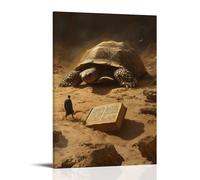 JZHJNHRR The Tortoise Finds The Testament - A Bible Buried in Sand Is Discovered by A Passing Turtle Artistic Wall Mural Modern Hanging Decor Poster12x18inch(30x45cm)