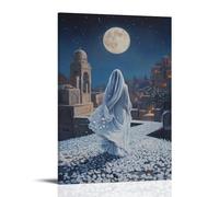 JZHJNHRR The Virgin Steps Across Rooftops in Moonlight, Leaving behind Petals That Glow until Dawn. Artistic Wall Mural Modern Hanging Decor Poster24x36inch(60x90cm)