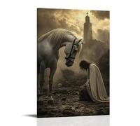 JZHJNHRR The White Stallion Bows Only to The Cross-And The Knight Who Kneels Beside It Artistic Wall Mural Modern Hanging Decor Poster24x36inch(60x90cm)