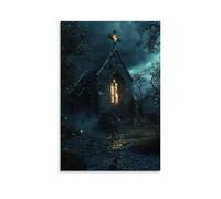JZHJNHRR The Wind Howls through A Ruined Church, But Its Cross Glows Faintly, Warming The Earth Beneath It. Artistic Wall Mural Modern Hanging Decor Poster24x36inch(60x90cm)