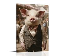 JZHJNHRR Victorian-Era Illustration of A Majestic Berkshire Pig Wearing A Silk Waistcoat at A Country Fair Artistic Wall Mural Modern Hanging Decor Poster12x18inch(30x45cm)