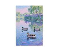 JZHJNHRR Wild Ducks Resting on The Lake Surface, Wings Folded Against Their Bodies Artistic Wall Mural Modern Hanging Decor Poster16x24inch(40x60cm)