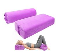JZHLLA 2 PCS Yoga Bolster Pillow for Restorative Yoga, High Density Foam Meditation Bolster with Washable Velvet Cover and Carry Handle Meditation Pillow Set with Round and Rectangular