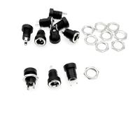 JZK 10 Pcs 5.5mm x 2.1mm 2 Pins DC Power Supply Jack Socket, Female Threaded Mount Connector Adapter, Threaded DC Female Receptacle Plug