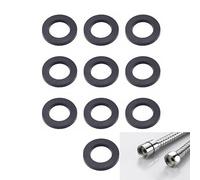 JZK 10 PCS Black Shower Head Washers, 3/4 Inch Shower Hose Washer Rubbers Sealing Rings, Replacement Hose Washer Gasket for Shower Head and Hose Connecting Fitting