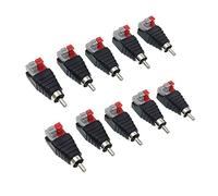 JZK 10 Pcs RCA to Speaker Wire Adapter, Subwoofer Speaker Phono RCA Male to AV 2 Screw Terminal Female, Video Audio Spring Press Type Balun for CCTV