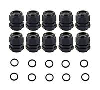 JZK 10 Pieces PA Nylon Plastic IP68 Waterproof M20 x 1.5 Black Cable Glands with Rubber Washer, M20 Wire Gland for 6mm - 11mm Cable