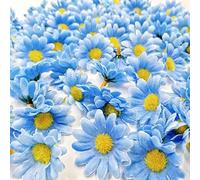 JZK 100 x Artificial blue craft daisy daisies fabric flowers heads, party wedding table scatters confetti scrapbook accessory invitation card decoration craft gadget