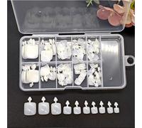 JZK 100PCS 10 Sizes full cover type false toenails set with storage box, artificial fake toe nail tips for acrylic and gel nail art, for DIY stick on and press on toenails, natural white