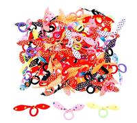 JZK 100PCS Colorful Rabbit Ear Hair Bands Cute Elastic Ponytail Holder Pigtails or Braids Hair Accessories for Girls, Babies or Pets (Random Style)