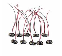 JZK 10PCS 9V Battery Clip Connector, PP3 Battery Snap Connector, transistor battery connector with Cable Leads for PP3 MN1604 6LR61 6F22 9 volt Batteries