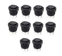 JZK 10PCS Black KCD1-105 Round Toggle Rocker Switch, SPDT 3 Pin 3 Position ON/OFF/ON, AC 10A/125V 6A/250V, Power switch button for car, industrial equipment, household appliances