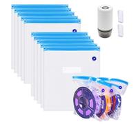 JZK 10x 3D Printer Filament Storage Bags and a Wireless Electric Vacuum Pump, 3D Printing Filament Vacuum Bags, Reusable Large Vacuum Sealer Bag, Moisture Proof Tool kit, Accessory