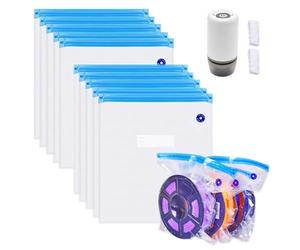 JZK 10x 3D Printer Filament Storage Bags and a Wireless Electric Vacuum Pump, 3D Printing Filament Vacuum Bags, Reusable Large Vacuum Sealer Bag, Moisture Proof Tool kit, Accessory