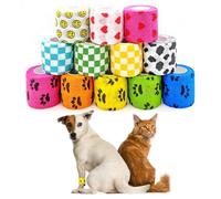 JZK 12 Rolls cohesive Vet wrap 5cm x 4.5m, Stretchy self Adhesive Bandage for pet and Human, Elastic cat Dog Bandage Tape for Leg, Foot, Paws, Assorted Colors