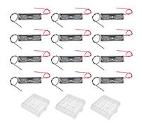 JZK 12PCS Single AA Battery Holder with Wire Leads, plastic AA cell battery holder case with leads, 1.5V AA Battery Holder Box, plus 3 Cell Battery Storage Case