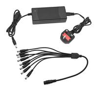 JZK 12V 5A Power Supply Adapter, 60W AC to DC Transformer with 1 to 8 Way Power Splitter Cable for CCTV Security Cameras, DVR, NVR, and LED Strip Lights (UK Plug)