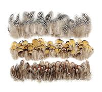 JZK 150pcs, 3 Styles Black Yellow Brown Natural Pheasant Feathers for Crafting, Speckled Real Feathers for Crafts DIY, Dream Catcher, Halloween Costume, earings, hat, Fly Tying