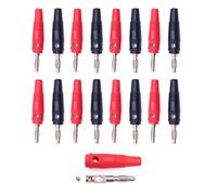 JZK 16PCS Black Red 4mm nickel-plated banana plug set, screw type, solderless, with soft rubber sleeve, speaker wire cable connector for electric test