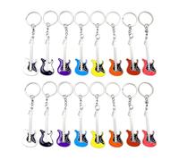 JZK 16x Metal guitar keyring keychains key chains for music party favours, guitar themed party decorations, rock music themed gift, music festival party giveaways, guitar gift
