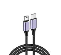 JZK 1M Braided USB Type C to Mini USB Cable, Supports OTG, 480 Mbps Data Transfer & 10W Charging, for PS3 Controllers, GPS, Camera, Dash Cams, USB-C Laptops