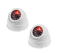 JZK 2 Dummy Fake Surveillance Security CCTV Dome Camera With LED Blinking Real imitation for Home Security, White