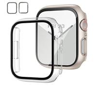 JZK 2 Pack Case with Tempered Glass Screen Protector for Apple Watch Series 6/5/4/SE 40mm, Slim Guard Bumper Full Coverage Hard PC Protective Cover HD Ultra-Thin Cover for iWatch 40mm,Starlight+Clear