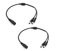 JZK 2 Pack DC power splitter cable, 12V DC 5.5 x 2.1 mm 1 female to 2 male, 5.5mm x 2.1mm 2 way power splitter adapter cord for CCTV cameras, LED light strip, router