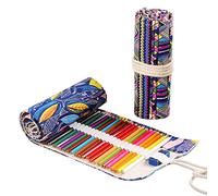 JZK 2 PCS 72 Slots Canvas Pencil wrap Cloth Fabric roll up Pencil case, Pencil Organizer Storage Bag Pouch for HB/Drawing Pencil, Coloring Pencil roll Bag Holder Bag