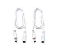 JZK 2 PCS White 1.5M 5.5x2.1 mm Power Extension Cable, 2.1 mm x 5.5 mm Female to Male DC Power Supply Cord for LED Strip Light, CCTV Camera, IR illuminator, DVR/NVR Recorder