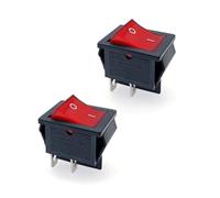 JZK 2-Position Red ON/OFF Rocker Switch 16A 250V/20A 125V AC - 4-Terminal DPST Power Button With Rectangle Design