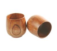 JZK 2 x Natural Wooden Drinking Cup Wood Tea Set Cup for Coffee Beer Tea Juice Milk