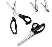 JZK 2 x Pinking Shears for Fabric Cutting and Paper Craft, with 5mm Zigzag and Scallop Edges, Dressmaking Sewing Scissors, Zig zag Scissors