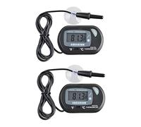 JZK 2 x Small digital aquarium thermometer with suction cups & probe & battery, water temperature gauge meter for marine fish tank, incubator, reptile tank