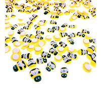 JZK 200 x Mini Wooden Yellow bee with Adhesive 9x12mm & 12x15mm Ornament for Decorating Honey jar Wedding Birthday Favour Box Decoration