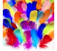JZK 200pcs 6~12cm Colourful Natural Goose Feathers for Crafting, Multi Coloured Real Feathers for Crafts DIY Material, Dream Catcher, Costume, Fascinator, Hat, Cake Decorations