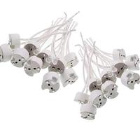 JZK 20pcs GU5.3 / MR16 Ceramic Quartz Lamp Holder Socket Light Cup Silicone Cable for Halogen, LED Lights, White