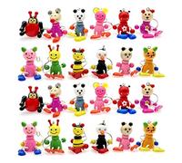 JZK 24x Cute wooden Animal keyring keychains set for birthday party favours, party goodie bag fillers, giveaway gifts for boys girls, backpack Charms, key rings key chains