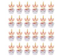 JZK 24x Unicorn cupcake wrappers and toppers, unicorn horn and ears cupcake toppers, rainbow muffin wrappers, cupcake liners decoration for kids baby birthday party